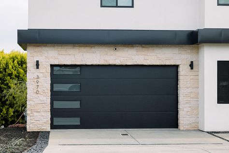 Garage Door Gallery | San Diego County, CA | Door Dorks Garage Door With Side Windows, Garage Doors Ideas, Modern Garage Design, Modern Garage Door, Black Garage Door, Black Garage Doors, Contemporary Garage Doors, Aluminium Garage Doors, Double Garage Door