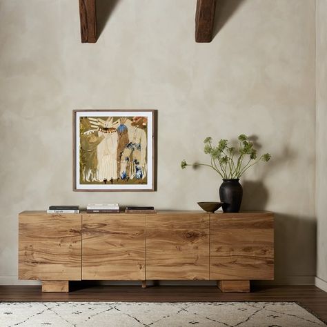 Storage & Media | Mariana Sideboard-Ntrl Rclmd French Reclaimed Wood Sideboard, Havenly Living Room, Rustic Sideboard, Candy Factory, Reclaimed Oak, Solid Doors, Modern Minimalism, Home Icon, Oak Color