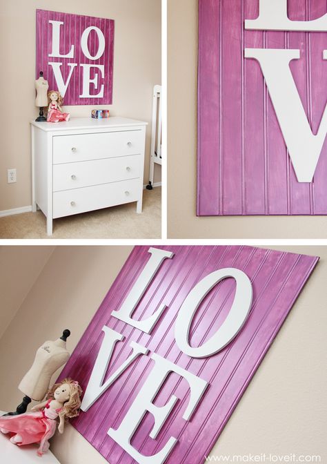 DIY Love Wall Decor, easy to add other designs Diy Wand, Bead Board, Love Sign, Big Girl Rooms, Teen Room, Valentine's Day Diy, Love Signs, Crafty Diy, Kids' Room