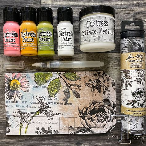 Q+A demo: distress paint | Tim Holtz Tim Holtz Techniques, Tim Holtz Collage Paper, Tim Holtz Tutorials, Tim Holtz Mixed Media, Distress Paint, Distress Ink Techniques, Tim Holtz Tags, Tim Holtz Crafts, Distress Crayons