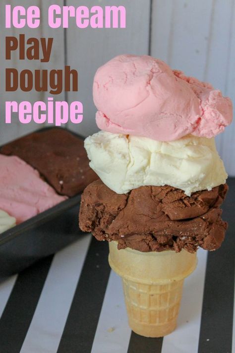 Ice Cream Play Dough, Ice Cream Playdough, Ice Cream Dough, Ice Cream Play, Play Ideas For Kids, Peanut Butter Dog Biscuits, Sensory Play Ideas, Sensory Dough, No Bake Energy Bites