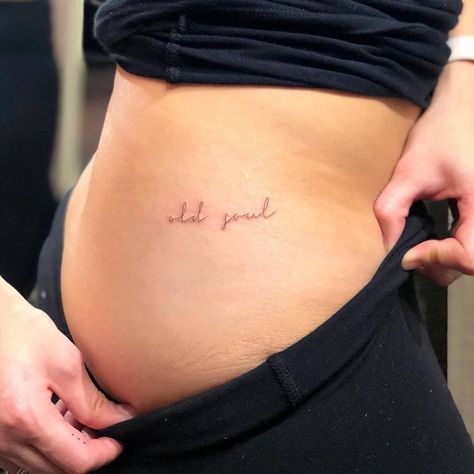 Old Soul Tattoo, Chef Tattoo, Soul Tattoo, Lettering Tattoo, 4 Tattoo, Dainty Tattoos, Hair Skin Nails, Hip Tattoo, Little Tattoos