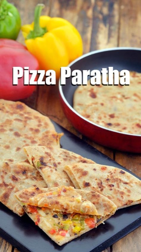 Ingredients For Pizza, Pizza Paratha, Indian Pizza, Cheesy Pizza, Indian Food Recipes Vegetarian, Recipes Vegetarian, Indian Food, Cooking Time, Indian Food Recipes