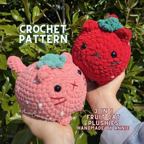 3 in 1 Crochet Pattern | Fruit Cat Plushies, Amigurumi Crochet Cat, Crochet Plushie Pattern, Crochet Plushie Pattern Bundle,Cute Crochet Crochet toys patterns free amigurumi #crochettoyspatternsfreeamigurumi #crochet #crochettoy #crochetpattern #crochetpatterns 1.263 Toys Quotes, Fruit Cat, Cat Plushies, Crochet Cats, Pattern Fruit, Cat Crochet, Easy Crochet Animals, Crochet Plushie, Confection Au Crochet