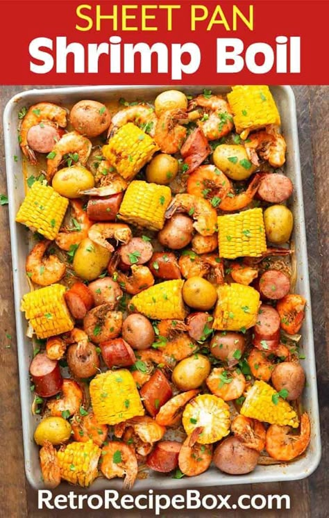 One Pan Seafood Boil, Seafood Boil Sheet Pan, Sheet Pan Chicken And Shrimp, Shrimp Boil Sheet Pan Dinner, Low Country Boil Sheet Pan Recipe, Shrimp Sausage Corn Potatoes Sheet Pan, Easy Low Country Boil Simple, Sheet Pan Low Country Boil Recipe, Low Country Boil Sheet Pan