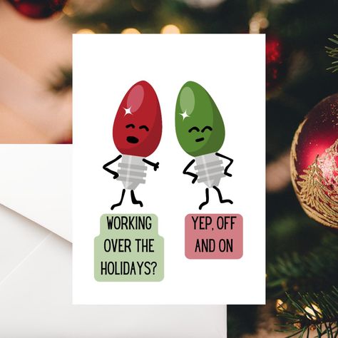 Funny Work Card, Holiday Card, Christmas Lights Working Over the Holiday, Work Appreciation Gift, Thank You Card by DumpsterFireOffice on Etsy Funny New Years Cards, Funny Christmas Greetings, Work Appreciation, Funny Holiday Card, Office Christmas Gifts, Funny Holiday Cards, Lunch Notes, Funny New Year, Bday Cards