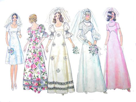 Vintage 1973 Simplicity 5462 Misses' Wedding by OakeyCreekVintage Bridal Dress Patterns, Wedding Gown Patterns, Wedding Dress Sewing Patterns, 1970s Wedding Dress, Boho Style Wedding Dress, Sewing Wedding Dress, Wedding Dress Patterns, Gown Pattern, Vintage Dress Patterns