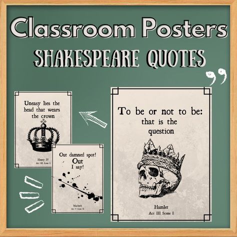 Shakespeare Decor, Uni Aesthetic, English Classroom Decor, Classroom Memes, Classroom Decor Middle, Visual Perception Activities, Iconic Lines, Decor Classroom, Teacher Products