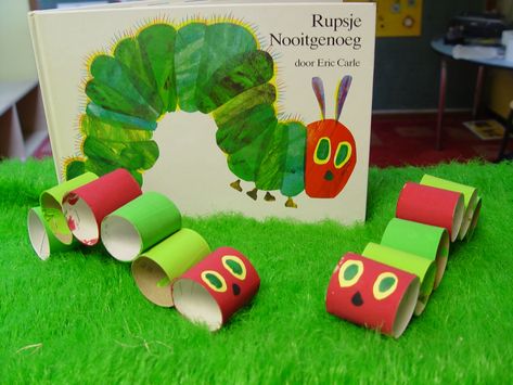 Very Hungry Caterpillar Craft Toilet Paper Roll, Caterpillar Toilet Paper Roll Craft, Toilet Paper Roll Caterpillar, Toilet Roll Book Characters, Toilet Paper Roll Book Character, Ideas With Toilet Paper Rolls, Crafts Using Toilet Paper Rolls, World Book Day Characters, Preschool Craft Ideas