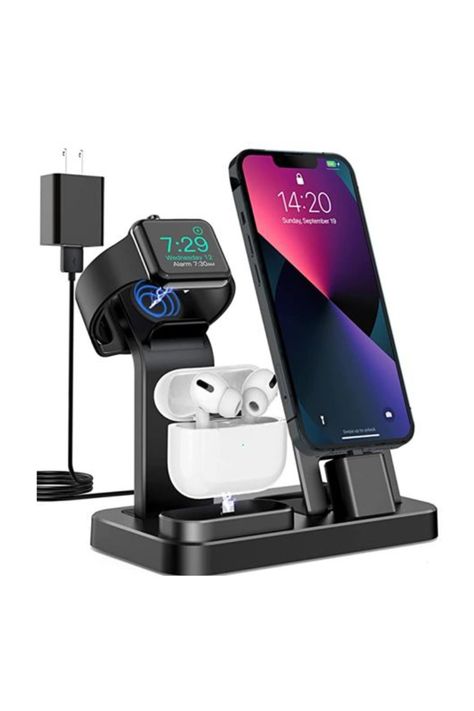 3 in 1 Charging Station for Apple Products, Removable Charging Stand for iPhone Series AirPods Pro/3/2/1, Charging Dock for Apple Watch SE/Ultra/8/7/6/5/4/3/2/1(with 15W Adapter and Cable)(Black) Homeschool Desk Ideas, Desk Ideas Diy, Desk Ideas Office, Homeschool Desk, Home Desk Ideas, Diy Desk Ideas, Wood Work Bench, Phone Charging Stand, Apple Charging Station