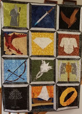 Lord Of The Rings Pattern, Lord Of The Rings Quilt Pattern, Lord Of The Rings Quilt, Lotr Quilt, Hobbit Quilt, Cross Stitch Lord Of The Rings Pattern, Lotr Nursery, Unusual Quilts, Lord Of The Rings Cross Stitch Bookmark