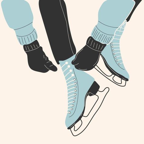 Figure Skating Illustration, Ice Skating Illustration, White Ice Skates, Sports Vector, Fund Raiser, Skate Girl, Winter Illustration, Skate Art, Ice Rink