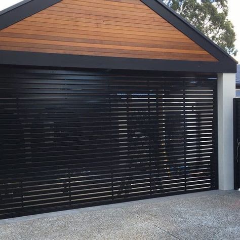 Garage Door On Carport, Carport With Roller Door, Sliding Garage Doors Exterior, Sliding Garage Doors, Double Garage Door, Carport Ideas, Glass Garage, Sliding Gates, Custom Garage Doors