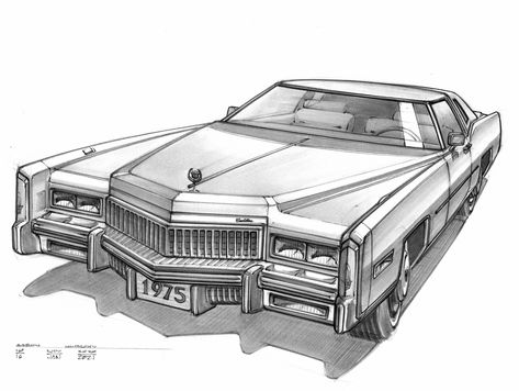 1975 Cadillac Eldorado fron right quarter marker sketch, boe as overlay of line sketch, Jan 2021. Classic Cars Sketch, Old School Car Drawing, Classic Car Sketch, Old Car Drawing Sketch, Cars Line Art, Old Car Sketch, Old Car Drawing, Cadillac Tattoo, Vintage Car Drawing