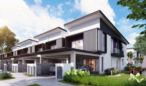 Landed House Design Malaysia, Semi D House, Double Storey House Design, Modern Terrace House, House Tropical Modern, Facade Color, Market Architecture, House Origami, Landed House