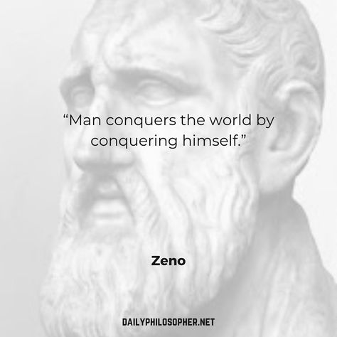 Daily Philosopher (@dailyphilosopher) posted on Instagram: ““Man conquers the world by conquering himself.” – Zeno 💡 ⠀ ⠀ #dailyphilosopher #quoteoftheday #philosophy #quotestoliveby #thoughts…” • Oct 7, 2020 at 3:18pm UTC Philosophy Quotes Deep, Stoic Wisdom, Wisdom Thoughts, Brown Quotes, Instagram Man, Brene Brown Quotes, Vision Board Quotes, Stoicism Quotes, Stoic Quotes