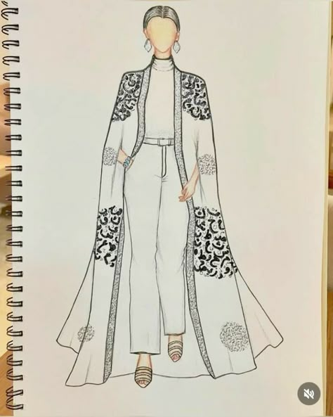 How To Draw Abaya, Abaya Designs Sketch, Abaya Illustration Drawing, Abaya Sketch Design, Abaya Illustration, Bride Fashion Illustration, Kids Party Wear Dresses, Wedding Dress Sketches, Fashion Illustration Tutorial