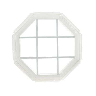 22.25 in. x 22.25 in. Fixed Octagon Geometric Vinyl Window with Grids - White Hexagon Window, Octagon Window, Shaped Windows, Attic Window, Decor Logo, Interior House Colors, White Windows, Octagon Shape, Windows Exterior