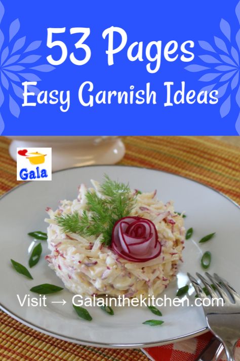 Easy garnish ideas with step by step photos, many examples of how I decorate dishes and food garnish videos. Visit my website Galainthekitchen.com #garnishing #fooddecor #garnish #foodgarnish #howtogarnish #howto #cutegarnish #food #galainthekitchen Garnishes For Food, Pineapple Garnish, Garnishing Ideas, Garnish Ideas, Food Presentation Plates, Food Garnish, Sandwich Platter, Food Blogging, Savory Herb