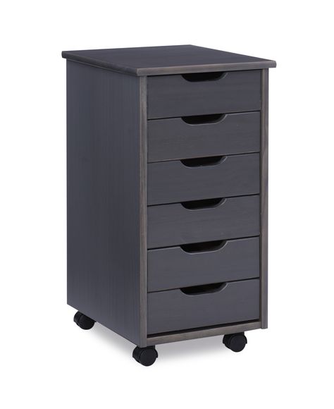 Linon Cary Six Drawer Rolling Storage Cart, Gray Finish - Walmart.com - Walmart.com Rolling Storage Cart, Rolling Storage, American Signature Furniture, Rolling Cart, Value City Furniture, Storage Cart, Office Kitchen, Big Lots, Craft Table