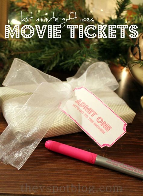 Last minute gift idea: Movie Tickets. Ticket Wrapping Ideas, Movie Ticket Gift Ideas, Movie Gift Card Ideas, Four Movie, Movie Tickets, Movie Gift, Christmas Baskets, Admit One, Creative Gift Wrapping