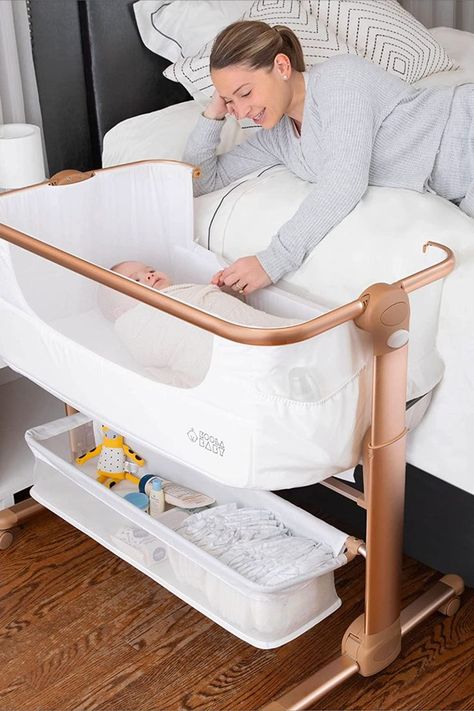 Whether you're on the go or staying put, cute stylish bassinet can be put away in a flash. #baby #newborn #breastfeeding #crib #paidlink #babyshower Bedside Sleeper For Baby, Basket For Newborn, Crib With Storage, Baby Bassinet Bedside, Baby Bedside Sleeper, Portable Baby Bassinet, Crib Storage, Newborn Bassinet, Bedside Bassinet