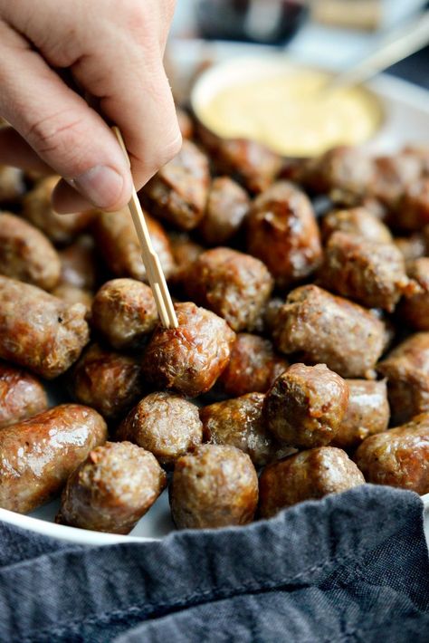 Italian Sausage Bites, Sausage Bites, Sausage Appetizers, Super Bowl Menu, Mustard Dip, Gluten Free Puff Pastry, Mustard Dipping Sauce, Spicy Mustard, Bowl Party Food