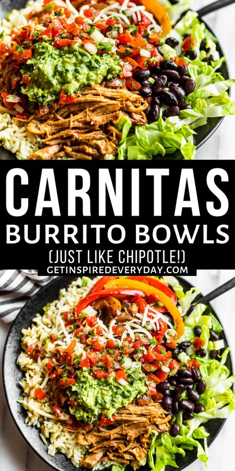 Carnitas Burrito, Chipotle Copycat, Healthy Bowls Recipes, Burrito Bowls, Healthy Bowls, Dinner Bowls, Easy Family Dinners, Food Bowl, Bowls Recipe