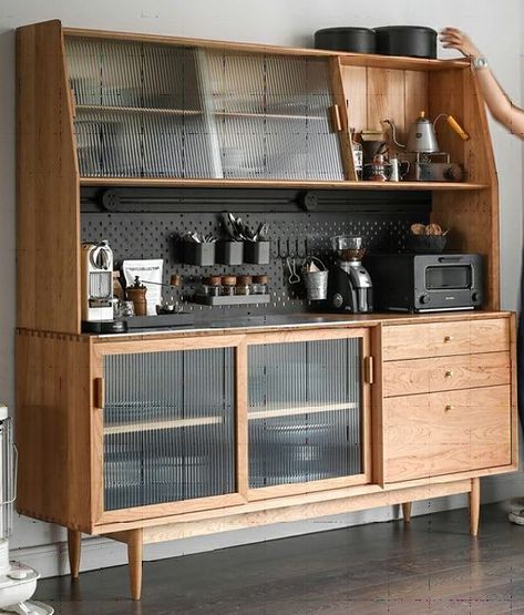 Retractable Table, Pegboard Kitchen, Strip Bar, Kitchen Storage Cabinet, Kitchen Buffet, Furniture Details Design, Coffee Bar Home, Foldable Table, House Furniture Design