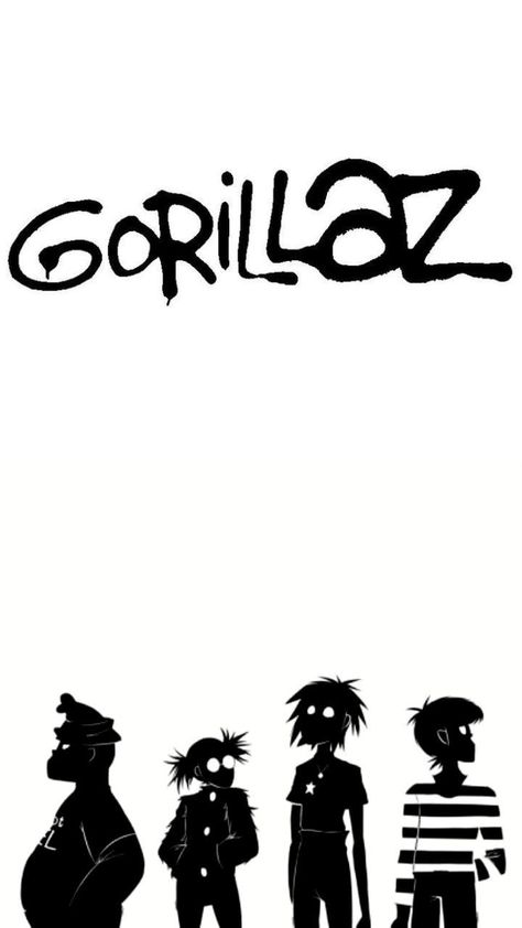 Gorillaz Character Design, Gorillaz Font, Gorillaz Black And White, Gorillaz Poster, Gorillaz Aesthetic, Gorillaz Wallpaper, Simple Cat Drawing, Gorillaz Art, Working Drawing