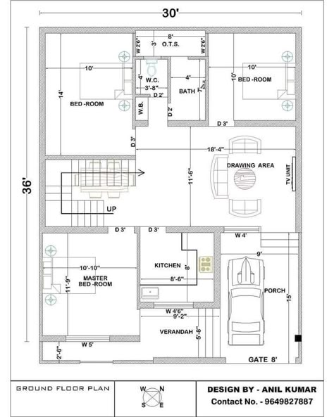 Awesome House Plan Design Concepts For Different Areas - Engineering Discoveries 20x30 House Plans, Square House Plans, House Plan Design, 20x40 House Plans, 30x40 House Plans, Duplex Floor Plans, 2bhk House Plan, Bungalow Floor Plans, Indian House Plans