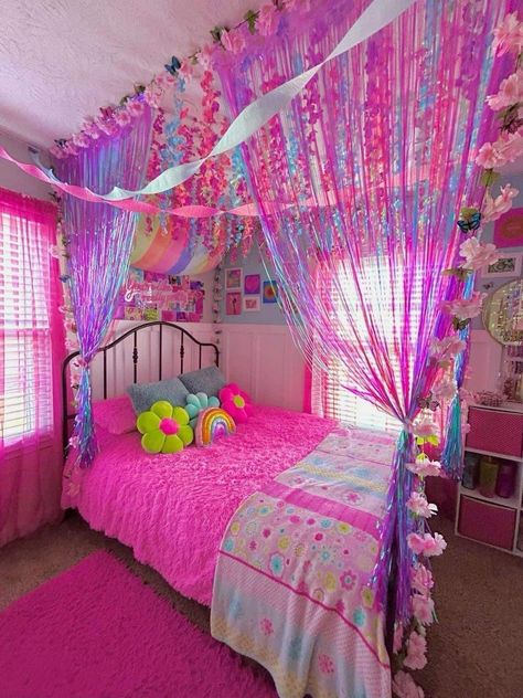 Kidcore Room, Kids Bedroom Inspiration, Kids Bedroom Designs, Rainbow Room, Girly Room, Bed Canopy, Cute Bedroom Decor, Cozy Room Decor, Dream Room Inspiration