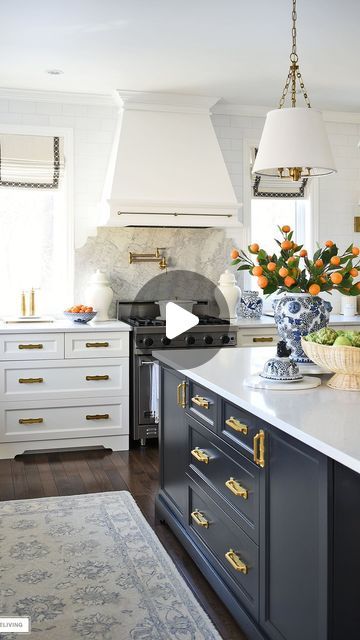 Tamara Anka | CitrineLiving on Instagram: "Our spring kitchen is here - simple touches with gorgeous color that make a chic statement! You can take the full tour on CL Blog linked in my stories, or head to CitrineLiving.com and click the Spring link on the homepage. Comment ‘SPRING’ for a link to shop sent to your inbox. Happy Sunday!💙💚🧡  #springdecor #interiordesign #interiorstyle #homedecor #interiors #kitchendecor" Tennessee House, Kitchen 2024, Spring Kitchen, Kitchen Range Hood, Kitchen Range, Range Hood, Happy Sunday, Spring Decor, Kitchen Ideas