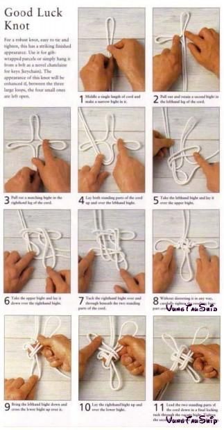 Knots style 8: Good luck Knot #goodluck Good Luck Knot, Friendship Gifts Diy, Goodluck Charms, Diy Knit Blanket, Pola Macrame, Handmade Gifts Diy, Knots Diy, Cosplay Jewelry, Knots Tutorial