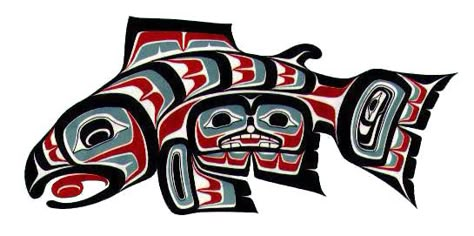 Native American Salmon Totem Art Arte Haida, Totem Design, Alaska Art, Coast Salish, Native Artwork, Pacific Northwest Art, Haida Art, Native American Symbols, Native American Artwork