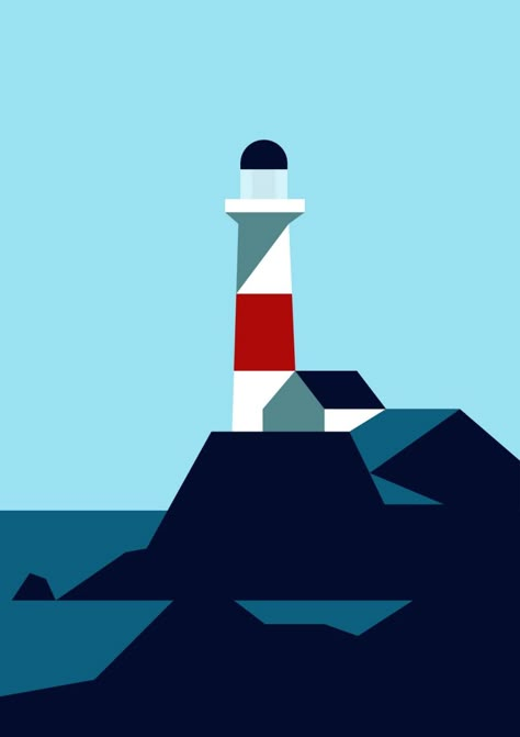 Hey- Lighthouse Poster Grafico, Hey Handsome, Soyut Sanat Tabloları, Illustration Agency, Landscape Illustration, Mail Art, Illustrations And Posters, Illustration Vector, Art Abstrait