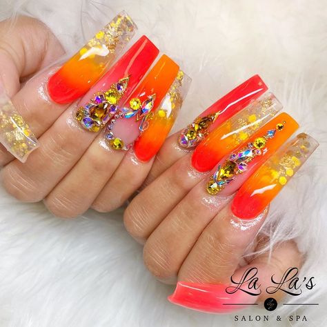 Sunset Nails, Orange Ombre, Tequila Sunrise, Get Nails, Red And Orange, Tequila, Nail Inspo, Spa, Diamonds