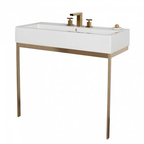 Lacava Luxury Bathroom Sinks, Vanities, Tubs, Faucets, Bathroom Fixtures, Accessories, Toilets | AQUAGRANDE # AQG-ADA-40 Ada Vanity, Wall Sink, Luxury Bathroom Sinks, Faucets Bathroom, Metal Console, Bathroom Sinks, Single Sink, Vanity Sink, Toilets