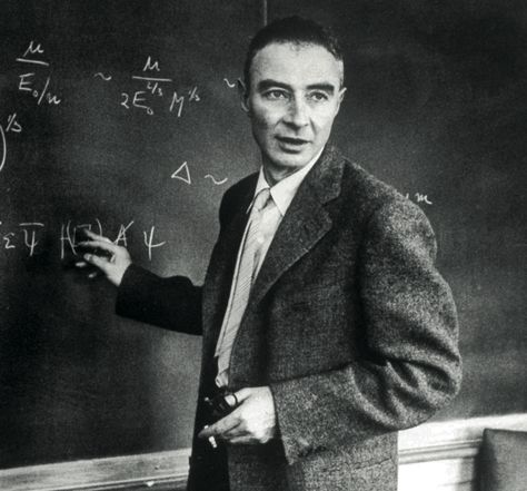 Alfred Eisenstaedt     J. Robert Oppenheimer in His Classroom at U.C. Berkeley     Undated   “[W]e have made a thing, a most terrible weapon, that has altered abruptly and profoundly the nature of the world. We have made a thing that, by all standards of the world we grew up in, is an evil thing. And by doing so, by our participation in making it possible to make these things, we have raised again the question of whether science is good for man, of whether it is good to learn about the... Hypatia Of Alexandria, Oppenheimer Movie, Enrico Fermi, J Robert Oppenheimer, Robert Oppenheimer, Nobel Prize In Physics, Alfred Eisenstaedt, Manhattan Project, Physics And Mathematics