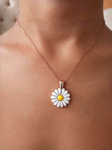 Daisy necklaces tiny daisy necklace 925 silver daisy | Etsy. #rings #jewelry #ring #fashion #diamonds #earrings #bracelets #gold #accessories #luxury #style #necklace #wedding #engagementring #necklaces #bracelet #diamond #watches #handmadejewelry