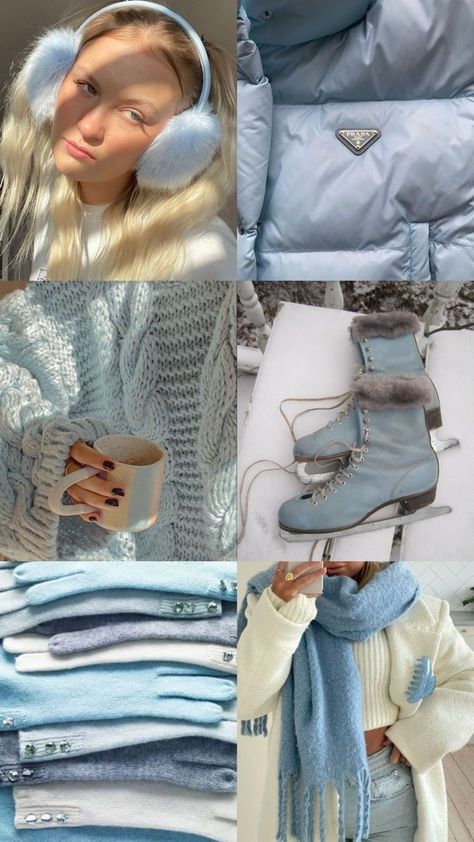 Icy Winter Outfits, Blue Outfit Aesthetic Winter, Winter Wonderland Clothes, Blue Winter Outfits Aesthetic, Light Blue Outfit Winter, Icecore Outfit, Baby Blue Winter Aesthetic, Blue Winter Aesthetic Outfit, Blue And White Winter Aesthetic