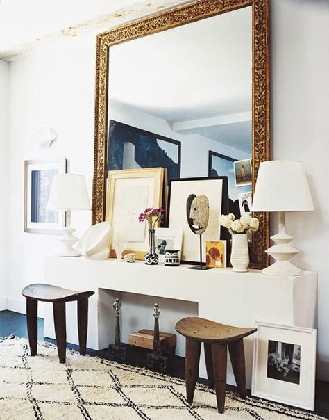 How To Lean Art (Without It Looking Like You Forgot to Hang It) Design Salon, Large Mirror, Malene Birger, Style At Home, A Mirror, Interior Design Inspiration, 인테리어 디자인, Beautiful Decor, Entryway Decor