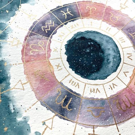 2,059 Likes, 38 Comments - Sosha (@soshacreates) on Instagram: “It’s been a while since I just freely painted on a piece of watercolor paper! I was inspired to…” Watercolor Wheel, Astrology Wheel, Astronomy Art, Astrology Art, Galaxy Art, Bullet Journal Inspiration, Painted Paper, Art Journal Inspiration, Book Of Shadows