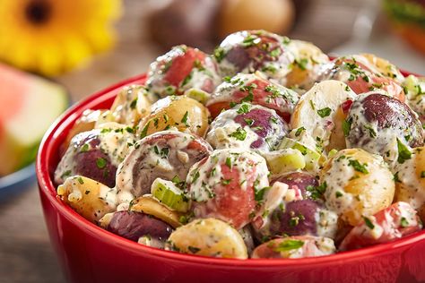 American Potato Salad, Salad Potato, Loaded Baked Potato Salad, Roasted Potato Salads, Time Saving Tips, Marinated Vegetables, Greek Potatoes, Easy Potato Recipes, Potato Salad Recipe