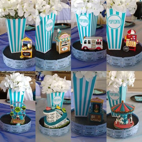 Circus carnival wedding table centerpieces . Popcorn wedding centerpieces popcorn containers filled with flower Popcorn Flower Centerpiece, Popcorn Centerpieces, Popcorn Wedding, Popcorn Containers, Winter Carnival, Carnival Wedding, Party 2023, Adam Sandler, Wedding Table Centerpieces