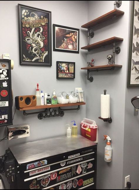 2023 • Discover Proper Tattoo Studio Hygiene Practices For Beginners Steampunk Shelves, Tattoo Studio Ideas, Tattoo Shop Ideas, Tattoo Shop Interior, Tattoo Shop Decor, Tattoo Room, Tattoo Studio Interior, Tattoo Studio Design, Tattoo Station