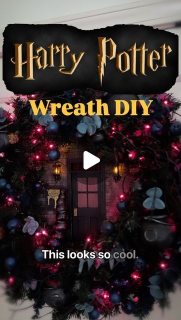 ✨Bridget M✨ on Instagram: "Wow! This was so fun to make. Great for Christmas and Halloween. #harrypotter #diy 🪄" Harry Potter Wreath Christmas, Harry Potter Christmas Wreath Diy, Harry Potter Wreath Ideas, Harry Potter Christmas Wreath, Harry Potter Halloween Decorations Outdoor, Harry Potter Christmas Decorations Diy, Harry Potter Wreath Diy, Diy Harry Potter Decorations, Harry Potter Christmas Tree Ideas