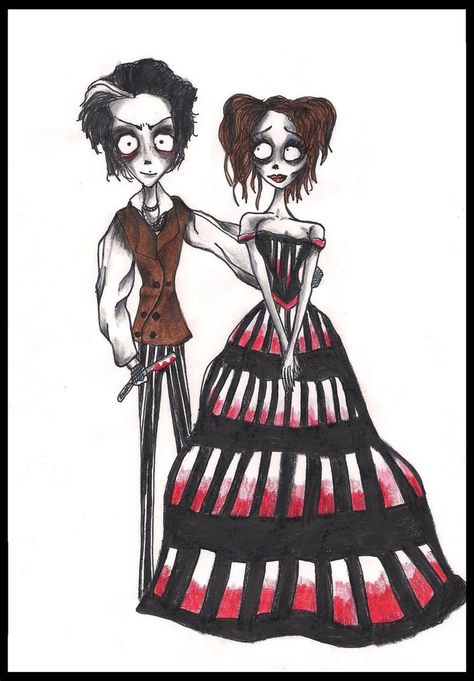 Tim Burton's Sweeney Todd Sweeney Todd & Mrs.Lovett Tim Burton Animation, Tim Burton Personajes, Tim Burton Drawings, Tim Burton Art Style, Tim Burton Tattoo, Mrs Lovett, Tim Burton Characters, Tim Burton Style, Tim Burton Art