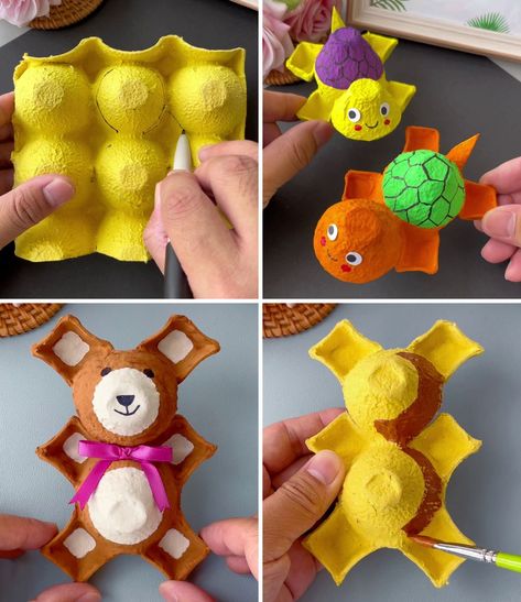 Easy and Creative Animal Craft Toys for Kids | animal, toy, carton, craft | DIY Recycled Egg Tray Carton Kids Crafts :) | By Kids Art & Craft Recycled Art Animals, Egg Carton Animal Heads, Diy From Egg Carton, Diy With Egg Trays, Diy Egg Tray Crafts, Recycle Toys Diy Projects, Recycled Animal Crafts, Recycled Toys Diy, Egg Trays Craft Ideas