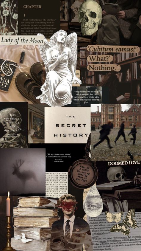 Dark History Aesthetic, The Secret History Collage, The Secret History Lockscreen, The Secret History Quotes Wallpaper, The Secret History Wallpaper Iphone, Dark Academia Shuffle, History Mood Board, The Secret History Background, Aesthetic History Wallpaper